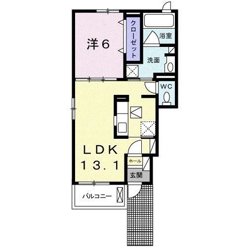 プルマージュI(1LDK/1階)の間取り写真