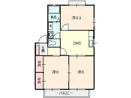 アネックスしらが(3DK/2階)の間取り写真