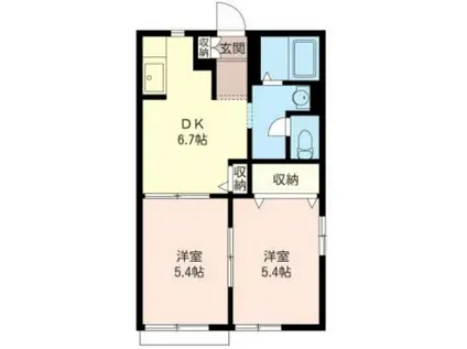 SHAMAISON ハイツ上 A(2DK/1階)の間取り写真