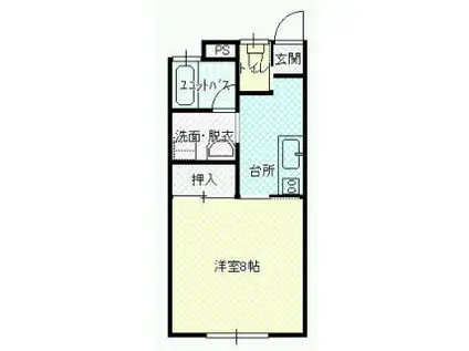 サンライズ旭ヶ丘(1K/2階)の間取り写真