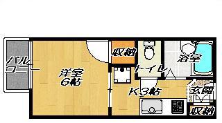 グリーンヴィレッジ(1K/1階)の間取り写真