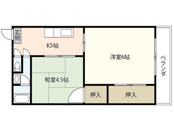 藤本ビル(2DK/4階)の間取り写真