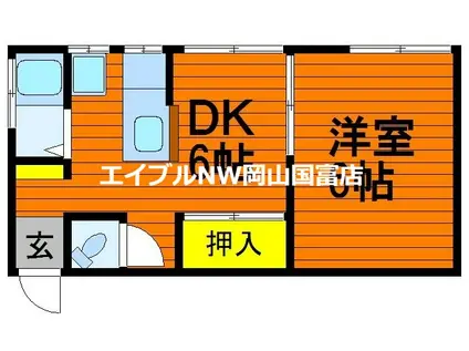 長本アパート(1DK/2階)の間取り写真