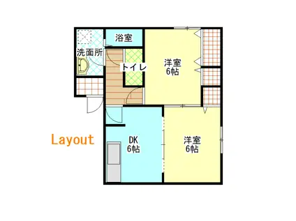 リバーサイドヒルB(2DK/2階)の間取り写真