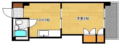 ハイム三滝(1DK/5階)の間取り写真