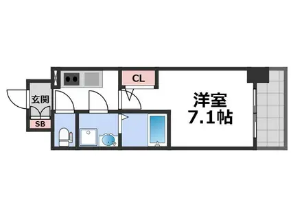 エスリード京橋グランテラス(1K/7階)の間取り写真