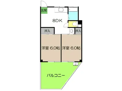 タウンハウス(2DK/3階)の間取り写真