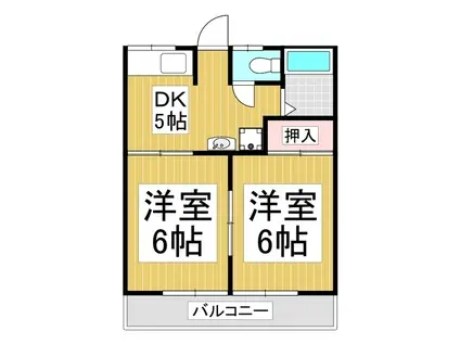 葵荘(2DK/2階)の間取り写真
