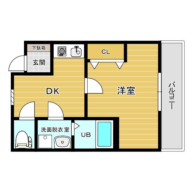 ときわ庄山ハイツ(1DK/1階)の間取り写真