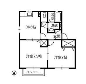 メゾンレオC棟(2DK/2階)の間取り写真