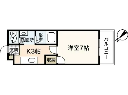 カーサ大塚(1K/1階)の間取り写真
