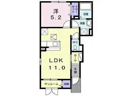 エスプランドルB(1LDK/1階)の間取り写真