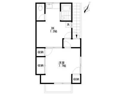 金尾ハイム(1DK/2階)の間取り写真