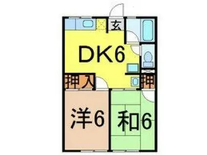 シティハイムヤワタ(2DK/2階)の間取り写真