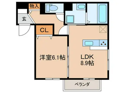 GL PLUS HIGASHIYAGURA(1LDK/3階)の間取り写真