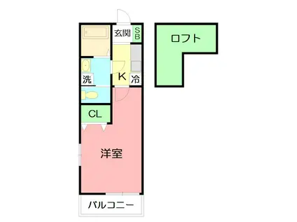 エタニティ京(1K/2階)の間取り写真
