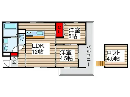 グランドハイツ新松戸(2LDK/3階)の間取り写真