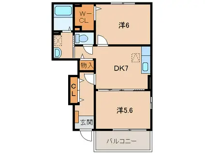 フォレスタ・高松 II(2DK/1階)の間取り写真