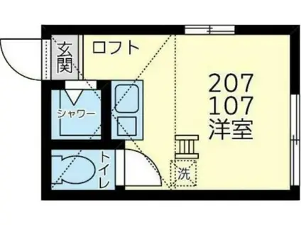 ユナイトパティオ矢向(ワンルーム/2階)の間取り写真