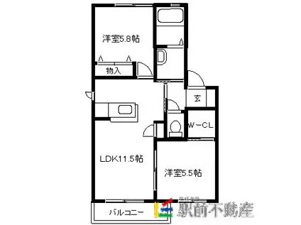 シャーメゾンSHIRABE(2LDK/2階)の間取り写真