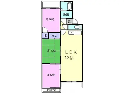 大谷ヒルズB(3LDK/3階)の間取り写真