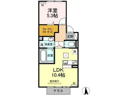 オーキッド マル(1LDK/1階)の間取り写真