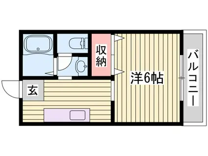 リヴェール北代(ワンルーム/2階)の間取り写真