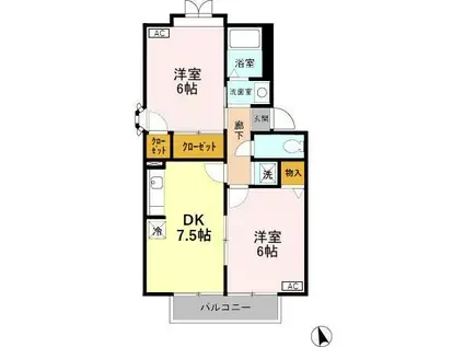 エステート21(2DK/2階)の間取り写真
