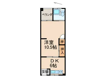 西岡アパートII(1DK/2階)の間取り写真