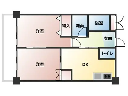 フォーエス保田窪(2DK/4階)の間取り写真
