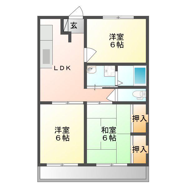 ビューハウス要(3LDK/1階)の間取り写真