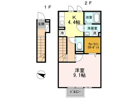 アーク・ヒルズ(1K/2階)の間取り写真