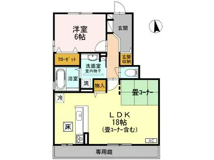 CANNAK(1LDK/1階)の間取り写真