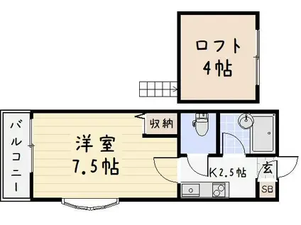 リファレンス企救丘A・B(1K/2階)の間取り写真