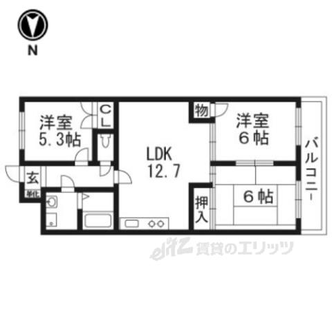 グランドハイツフナトラ(3LDK/1階)の間取り写真