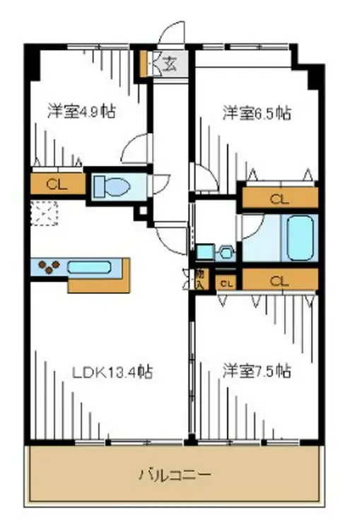 シャンティ等々力 1階階 間取り