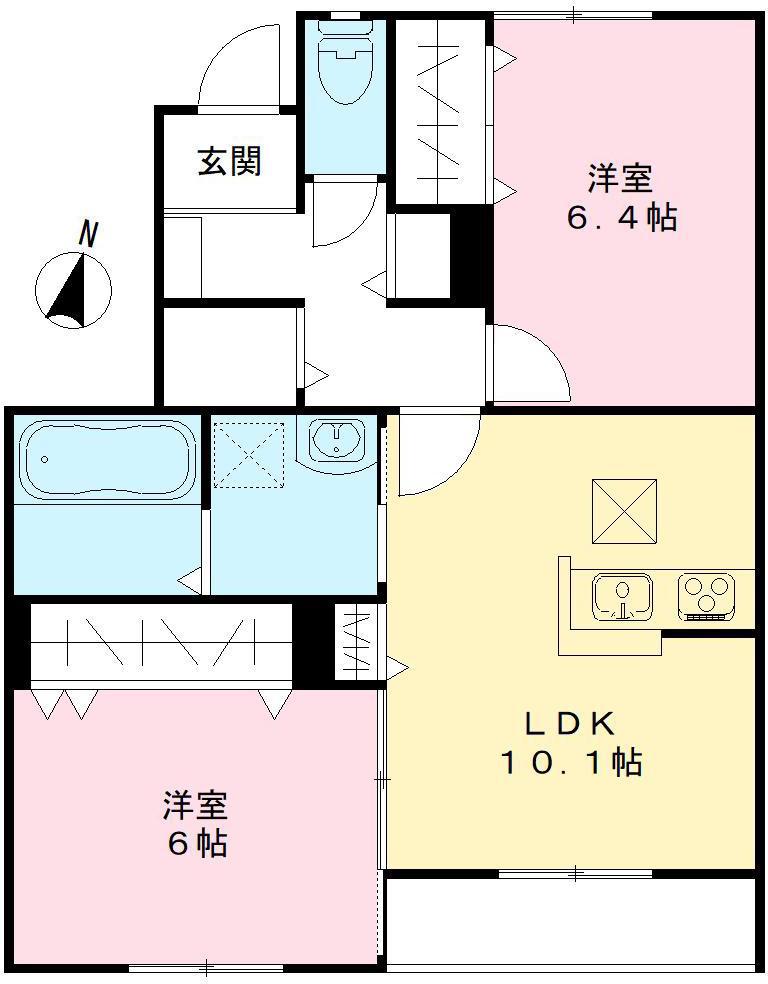 ユアメゾン上富井(2LDK/1階)の間取り写真