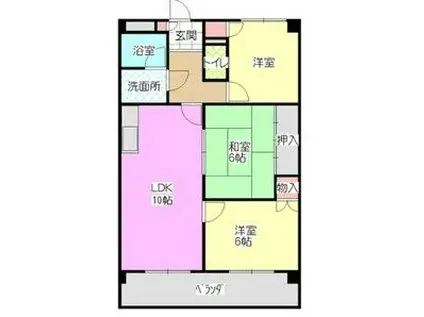 スカイコートウスイ(3LDK/4階)の間取り写真