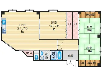 桃山台2丁目オーナールーム(3LDK/3階)の間取り写真