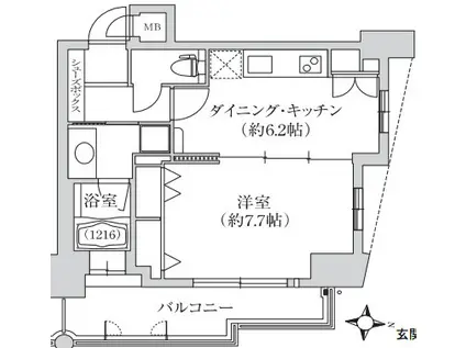 カイセイ神戸海岸通第2(1DK/9階)の間取り写真