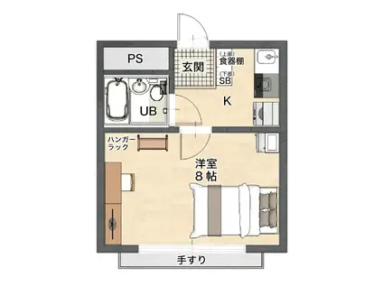ファーニッシュドステイ松本市蟻ヶ崎2(1K/3階)の間取り写真