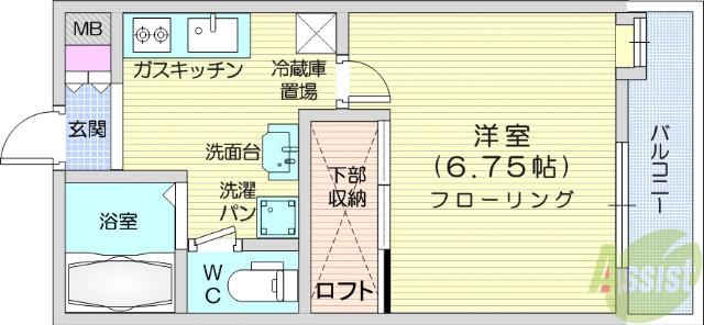 メゾンドα(1K/2階)の間取り写真