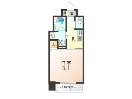 ジョイシティ二条城前(1K/6階)の間取り写真