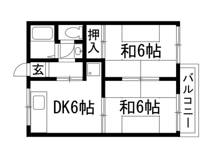 アルカディアハイツ(2DK/2階)の間取り写真