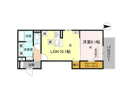 GRAMM北大路(1LDK/1階)の間取り写真