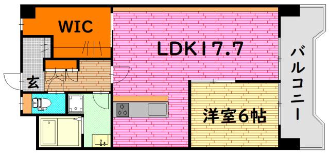 LA宇宙(1LDK/2階)の間取り写真