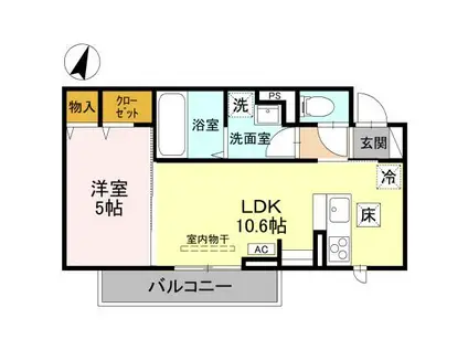 CLASSEUM幸西III(1LDK/1階)の間取り写真