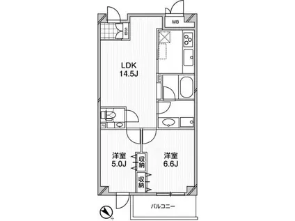 アーバンフラッツつつじヶ丘(2LDK/1階)の間取り写真