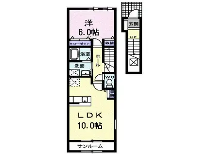 ラポール・ミュー(ワンルーム/1階)の間取り写真