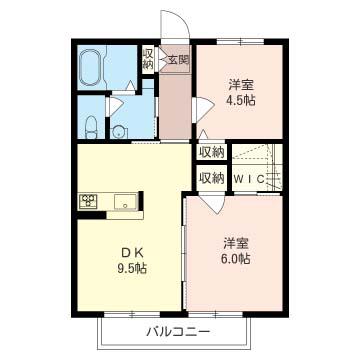 ヴァンヴェール21(2DK/1階)の間取り写真
